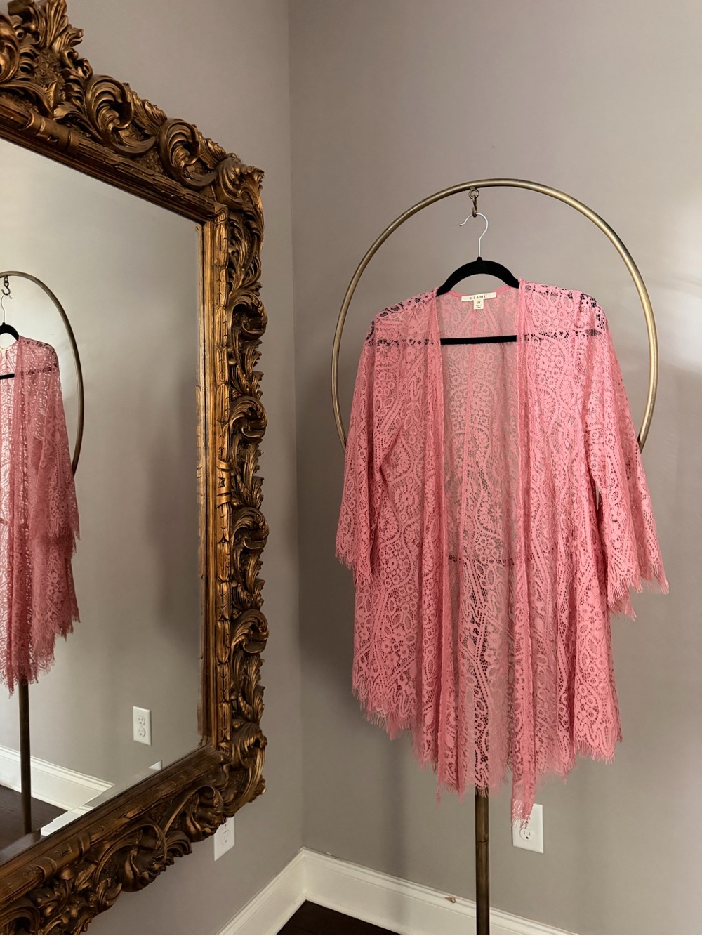 miami Pink Lace Kimono Cover-Up